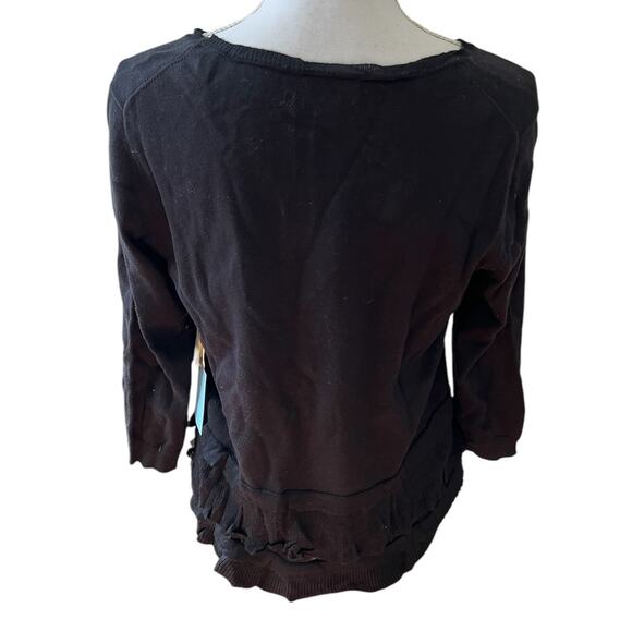 CeCe Cynthia Steefe Feminine Ruffle Tiered Sweater Black M - Picture 3 of 6